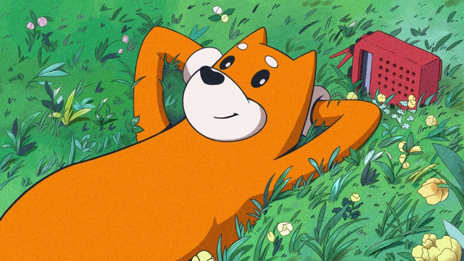 Bonk relaxing in grass